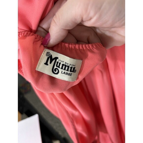 Show Me Your Mumu Halter Maxi Dress Coral Orange Large Slit Sheer Lined - Picture 6 of 14